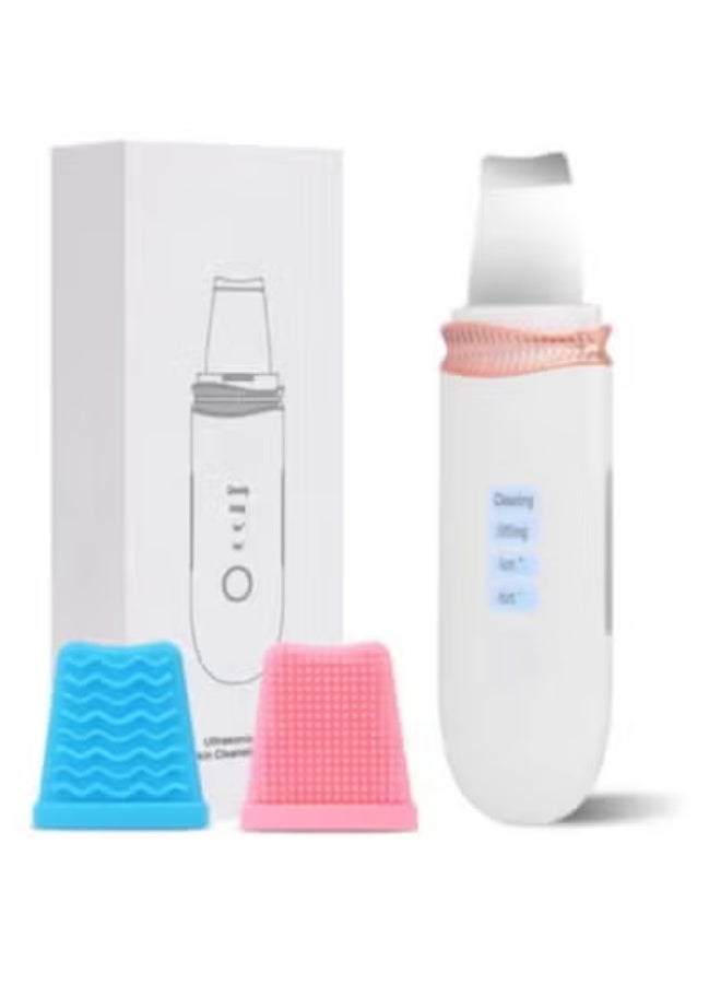 Ultrasonic Skin Scrubber and Pore Cleaner, Blackhead Remover Spatula for Deep Facial Cleansing, Face Lifting and Exfoliating Tool with 2 Silicone Covers.